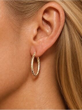 BONY LEVY Italian 14K Handcrafted Yellow Gold Hoop Earrings. Brand new